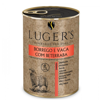 Lata de comida para cães LUGER'S com texto 