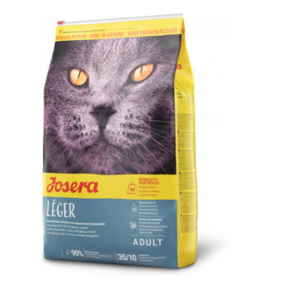 Embalagem de ração para gatos Josera LÉGER com imagem de gato cinzento