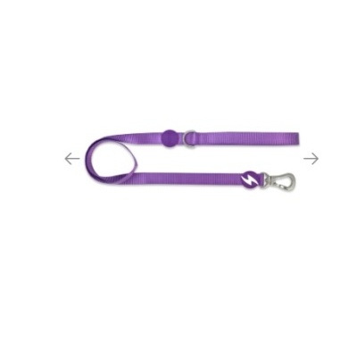 Trela para cães roxa com fecho metálico e símbolo branco