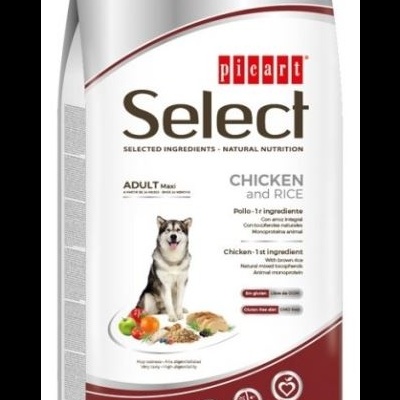 Saco de ração para cão Picart Select Adult Maxi sabor frango e arroz 12 kg
