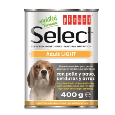 Lata de comida para cães Picart Select Adult LIGHT com imagem de cão Beagle