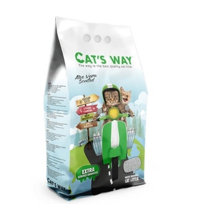 Embalagem de areia para gatos CATS WAY com imagem de gatos numa mota