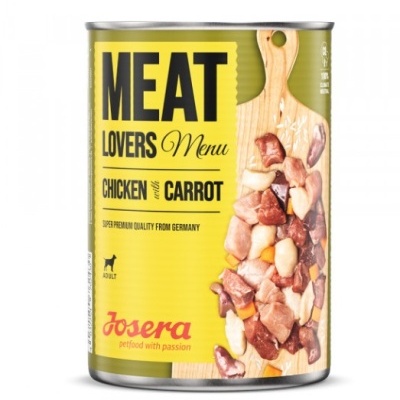 Lata de comida para cães Josera Meat Lovers Menu com frango e cenoura