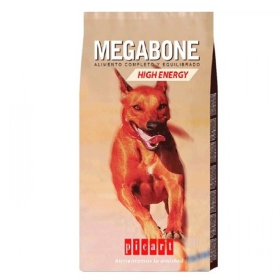 Saco de ração para cães Megabone High Energy da Picart com imagem de cão a correr