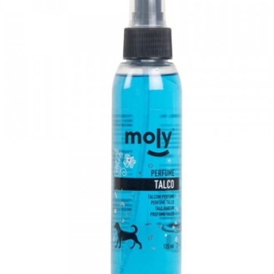 Frasco azul de perfume para animais com tampa spray preta
