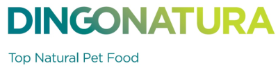 Logo DINGONATURA com texto Top Natural Pet Food em fundo branco