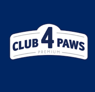Logótipo Club 4 Paws Premium em fundo azul escuro