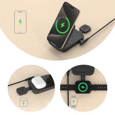 Dudao A11 Max: Estação de Carregamento 3 em 1 MagSafe 15W – Cinza Dudao A11 Max: Estação de Carregamento 3 em 1 MagSafe 15W – Cinza