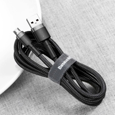 Cabo Baseus USB-A / micro USB 1.5A 2 m - Preto-Cinzento Cabo Baseus USB-A / micro USB 1.5A 2 m - Preto-Cinzento