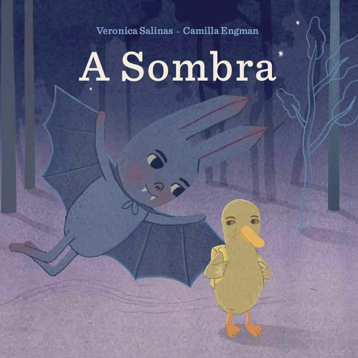 A Sombra | Orfeu Mini Capa de livro infantil com morcego e pato em floresta