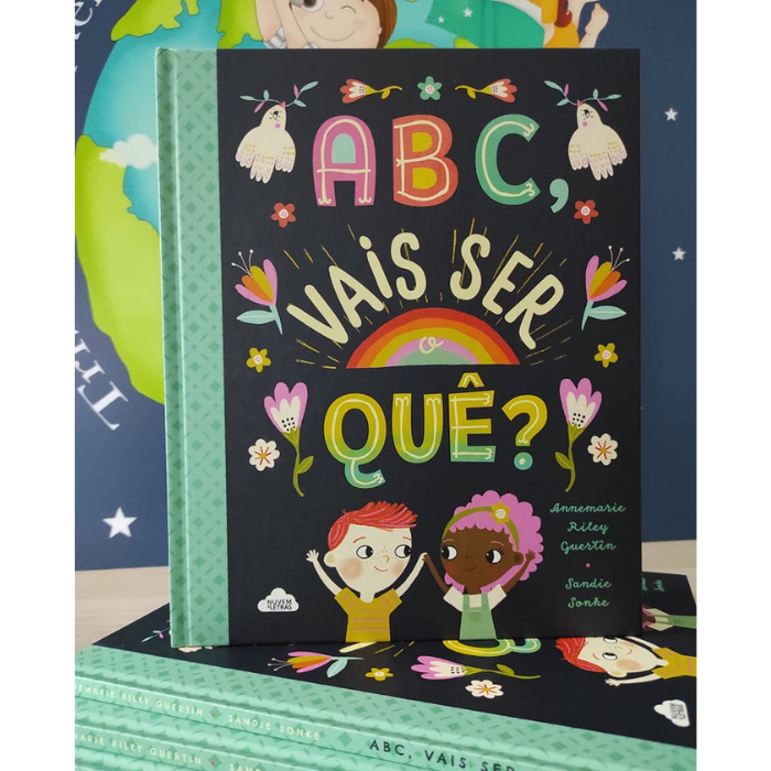 ABC, vais ser o quê? | Nuvem de Letras Capa de livro infantil com título ABC, VAIS SER QUÊ? e duas crianças ilustradas