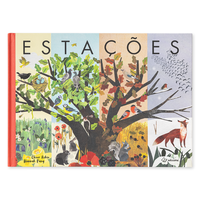 Estações | Edicare Livro ilustrado 'ESTAÇÕES' com árvore e animais em várias estações