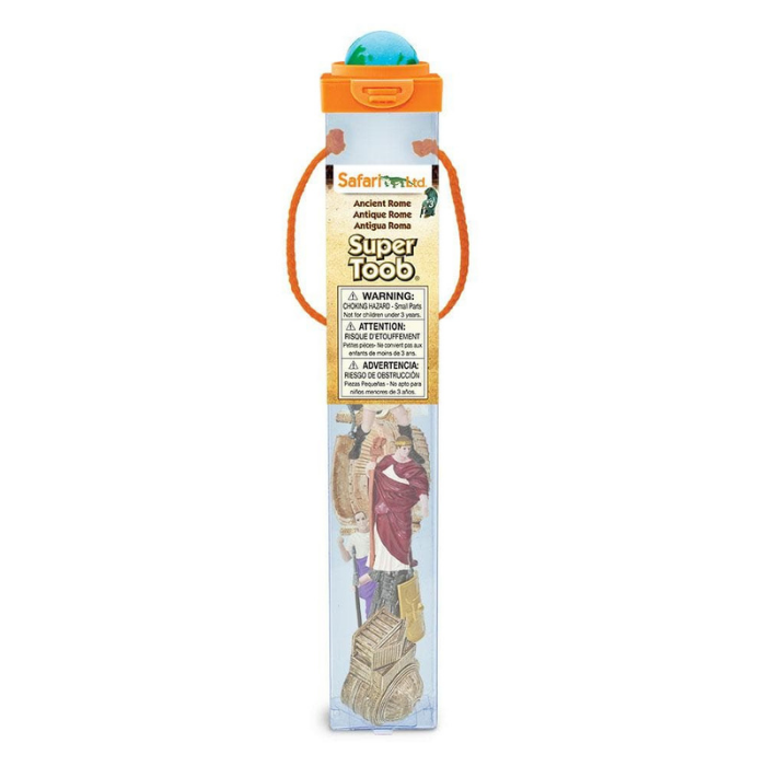 Super Toob Roma Antiga | Safari Ltd Tubo transparente com miniaturas do Antigo Roma e etiqueta Safari Ltd Super Toob