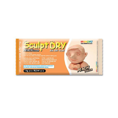 Pasta para modelagem Sculpt Dry cor pêssego da MUNGYO, embalagem com figura modelada.