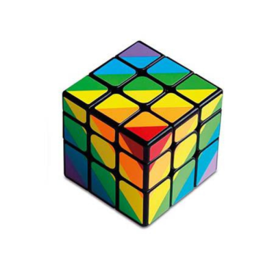 Cubo mágico colorido com padrão de arco-íris
