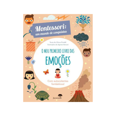 Capa de livro infantil sobre emoções com ilustrações coloridas e texto em português