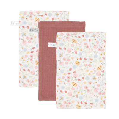 Panificação de três panos com padrão floral e tecido liso terracota