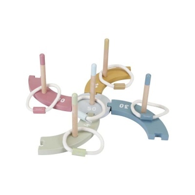 Jogo de argolas de madeira colorida para crianças