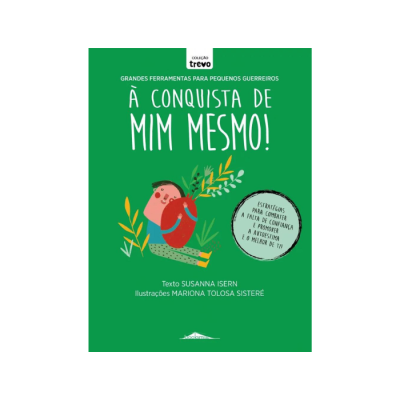 Capa de livro verde com ilustração infantil e texto em português