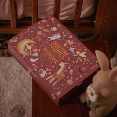 Caixa ilustrada com animais e texto 