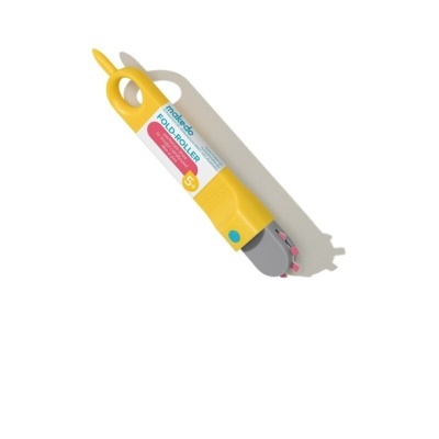 Cortador de tecido rotativo Metabo Foldroller amarelo com lâmina circular cinzenta