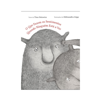 Capa de livro infantil com dois monstros cinzentos peludos e título em português.