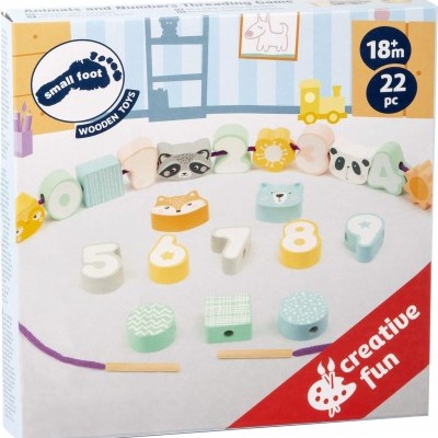 Caixa de brinquedos de madeira com 22 peças numeradas e figuras de animais para crianças a partir de 18 meses