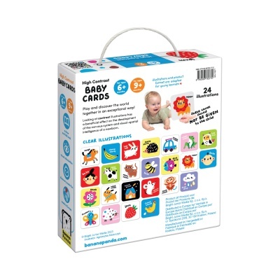 Caixa de cartões infantis High Contrast Baby Cards com 24 ilustrações e texto em inglês