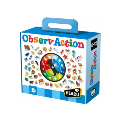 Caixa do jogo ObservAction com relógio colorido e imagens pequenas