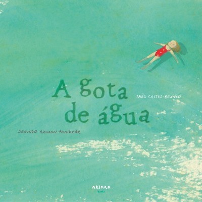 Ilustração de livro A gota de água com criança a flutuar na água