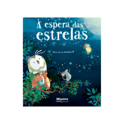 Capa de livro infantil com título À espera das estrelas e animais ilustrados