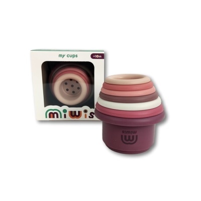 Conjunto de copos empilháveis coloridos para criança MiWiS com embalagem branca