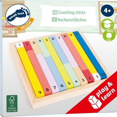 Brinquedo educativo de contar em madeira com barras coloridas numeradas