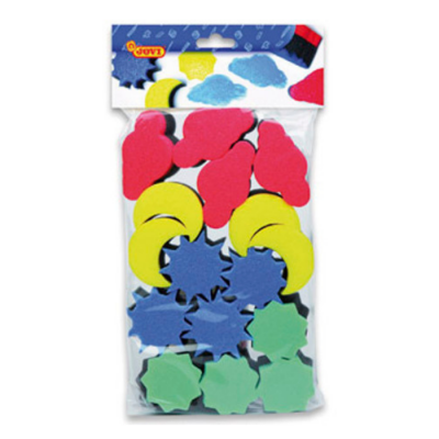 Formas de espuma coloridas para artesanato embaladas em saco transparente