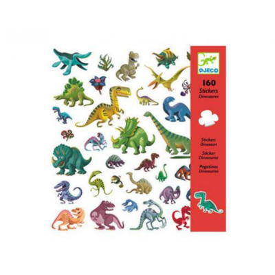 Conjunto de autocolantes de dinossauros Djeco com 160 peças coloridas