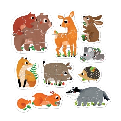Puzzles infantis animais da floresta coloridos