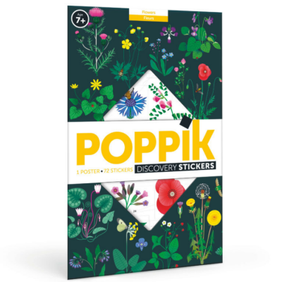 Embalagem Poppik Discovery Stickers flores com poster e 72 autocolantes