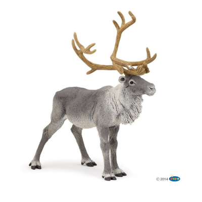 Figura de rena cinzenta com galhadas castanhas