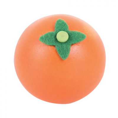 Fruta artificial laranja com topo verde em feltro