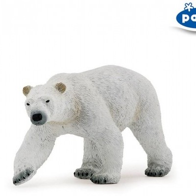 Figura de urso polar detalhada em plástico branco e preto
