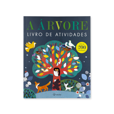 Capa do livro de atividades A Árvore com ilustração colorida e selo amarelo