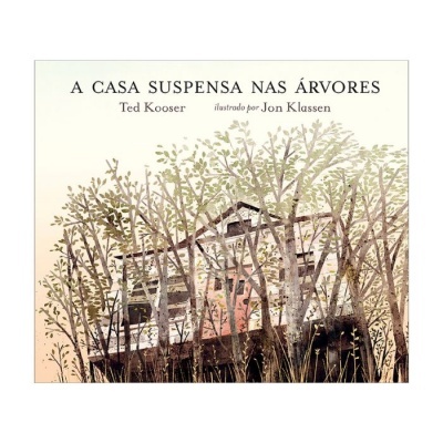 Capa do livro 'A CASA SUSPENSA NAS ÁRVORES' com ilustração de casa entre árvores
