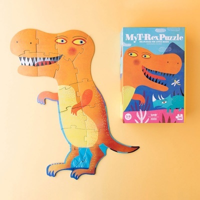 Quebra-cabeças dinossauro colorido com caixa 'My T-Rex Puzzle'