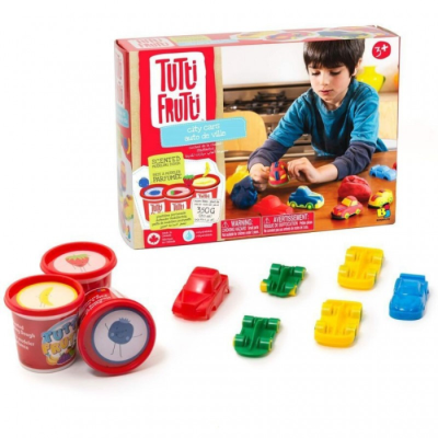 Conjunto de massas de modelar e carros de brinquedo coloridos Tutti Frutti