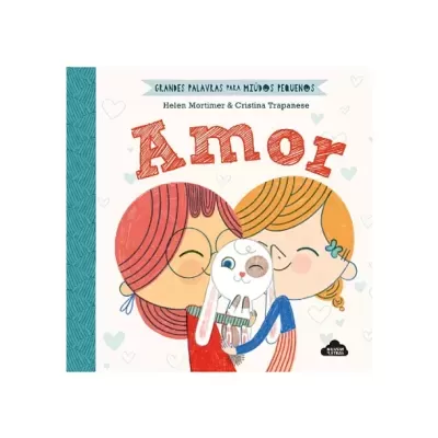Capa de livro infantil Amor com ilustração de crianças e coelho