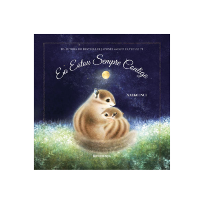 Capa de livro com dois caribus sob lua cheia em fundo azul escuro