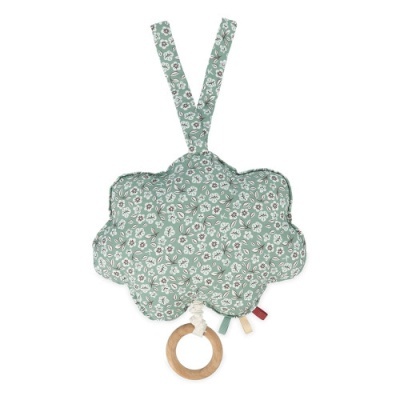 Móbile para bebé em forma de nuvem com padrão floral verde