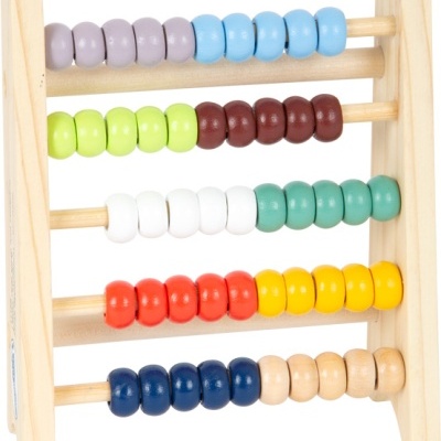 Ábaco de madeira com contas coloridas