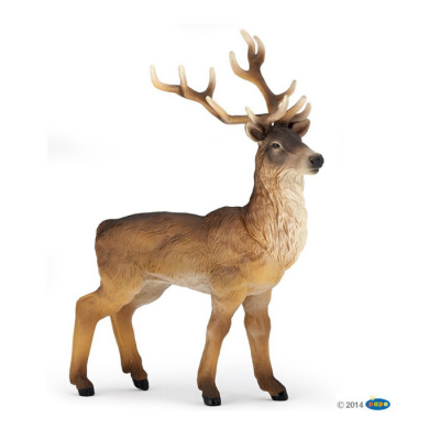 Estatueta de veado castanho com galhadas