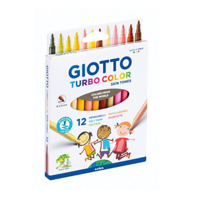 Caixa de 12 canetas de feltro Giotto Turbo Color tons de pele